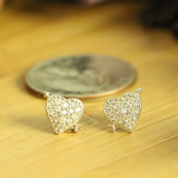 925 sterling silver cubic zirconia hearts earrings - Picture 4 of 8